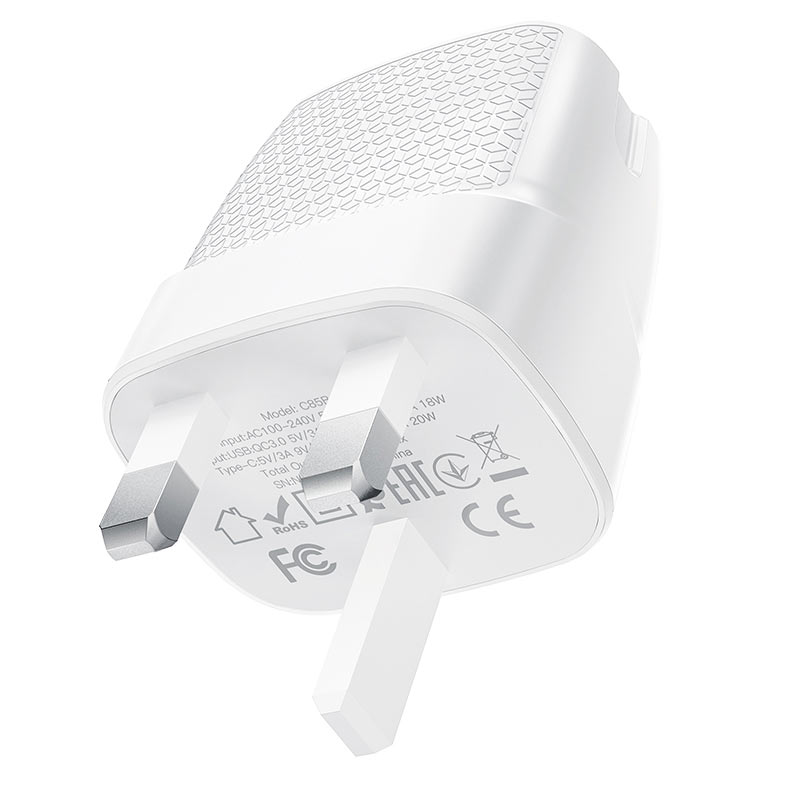 Wall charger “C85B Bright” PD20W + QC3.0 UK plug | Shopna Online Store .