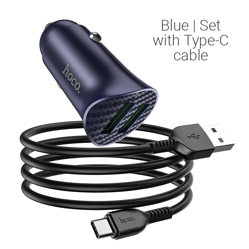 hoco. Car charger “Z39 Farsighted” QC3.0 dual port set with cable | Shopna Online Store .
