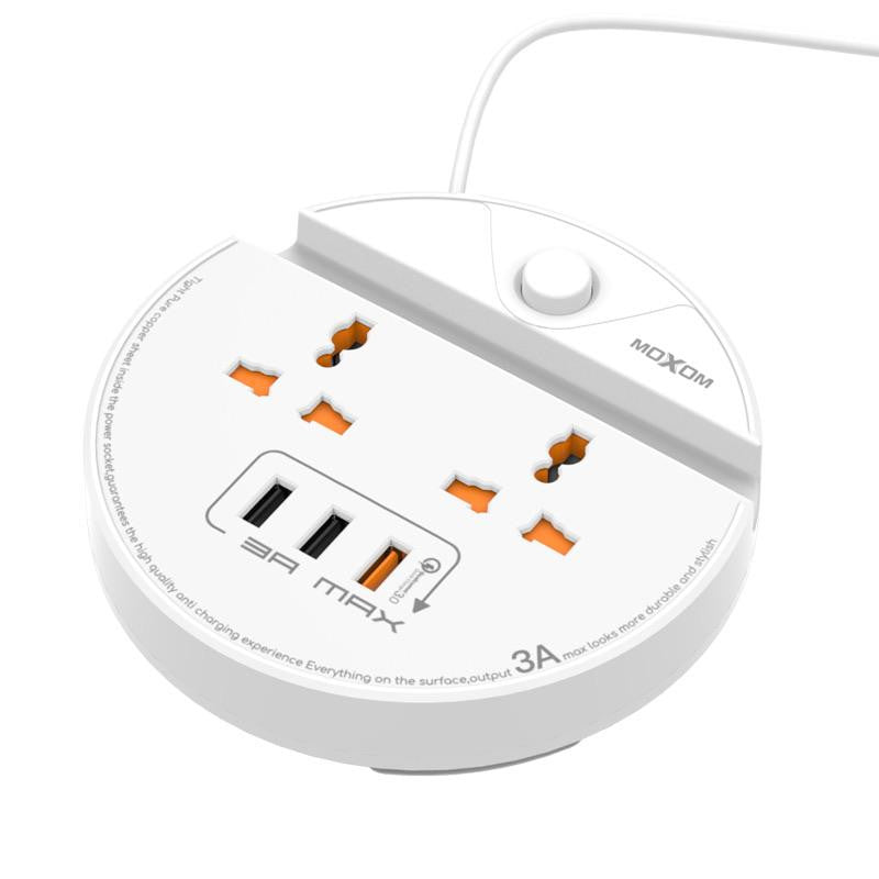MOXOM Power Strip With Usb 3 Ports And 10A UK Socket Universal Travel Power Strip | Shopna Online Store .